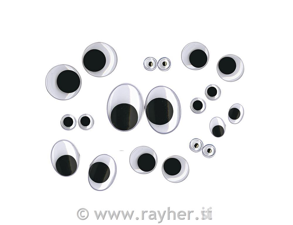 Wiggling eyes, assorted, tap-bag. 100 pc