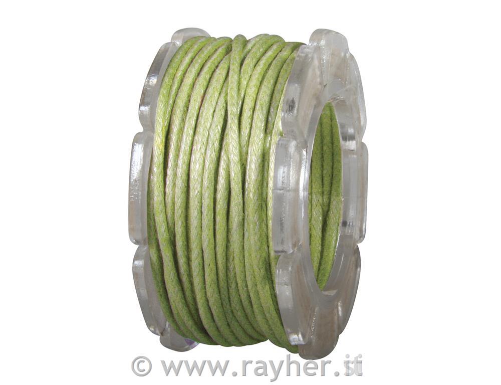 Bombažna vrvica, povoščena, svetlo zelena, 1 mm o, 5 m