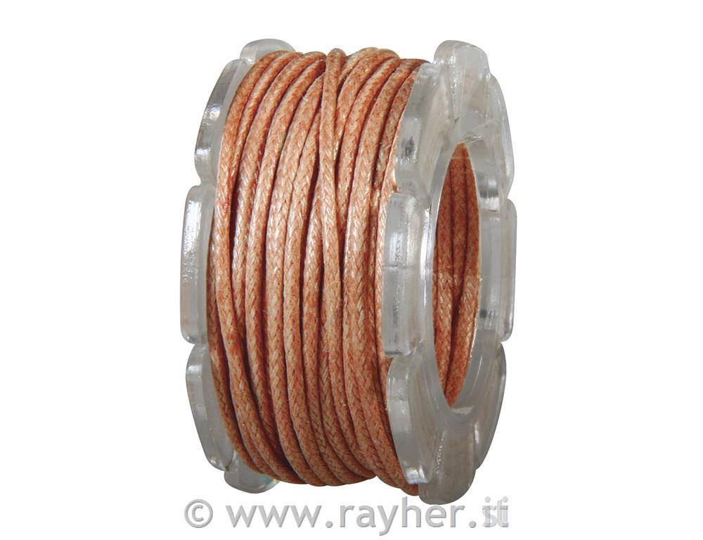 Bombažna vrvica, povoščena, oranžna, 1 mm o, 5 m
