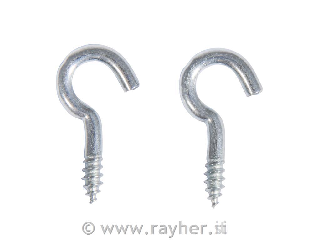 Screw-hook, bent, galvanized, 15 mm, tab