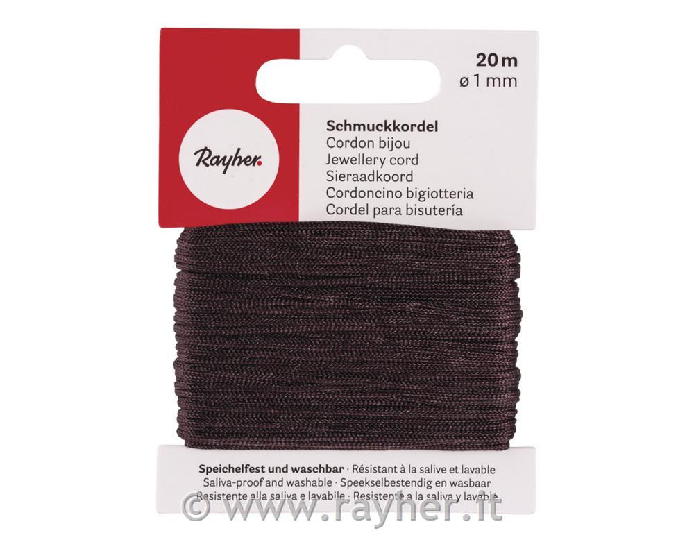 Jewellery cord, dark brown, o 1 mm, tab-