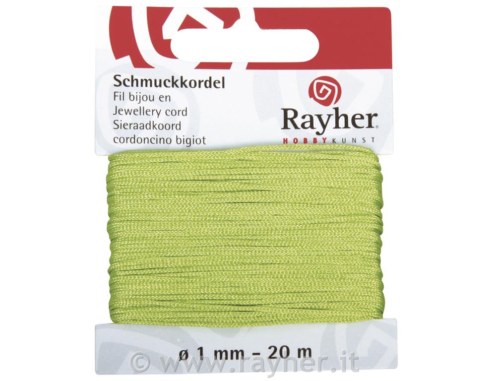 Vrvica za nakit, svetlo zelena, o 1 mm, 20 m