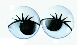 Očesa plastična s trepalnicami, črna, 20 mm, 6 kom.