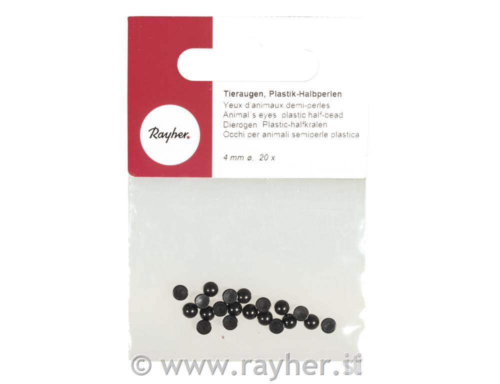 Očesa plastična, živalska, 4 mm, 20 kom., polovične perle