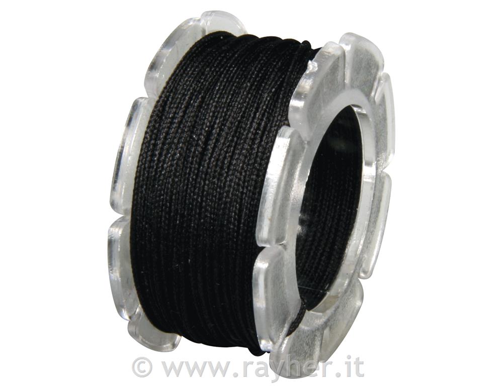 Cordoncino cera c.ani.nylon, 0,6m ospoletta 10m, busta 1 spolettanero