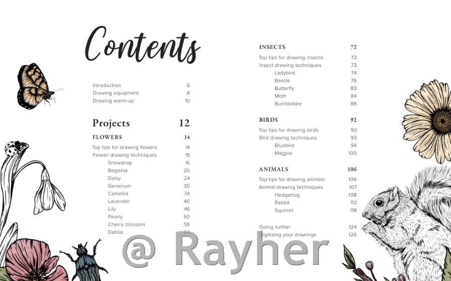 Libro Book of Drawing Flora and Fauna