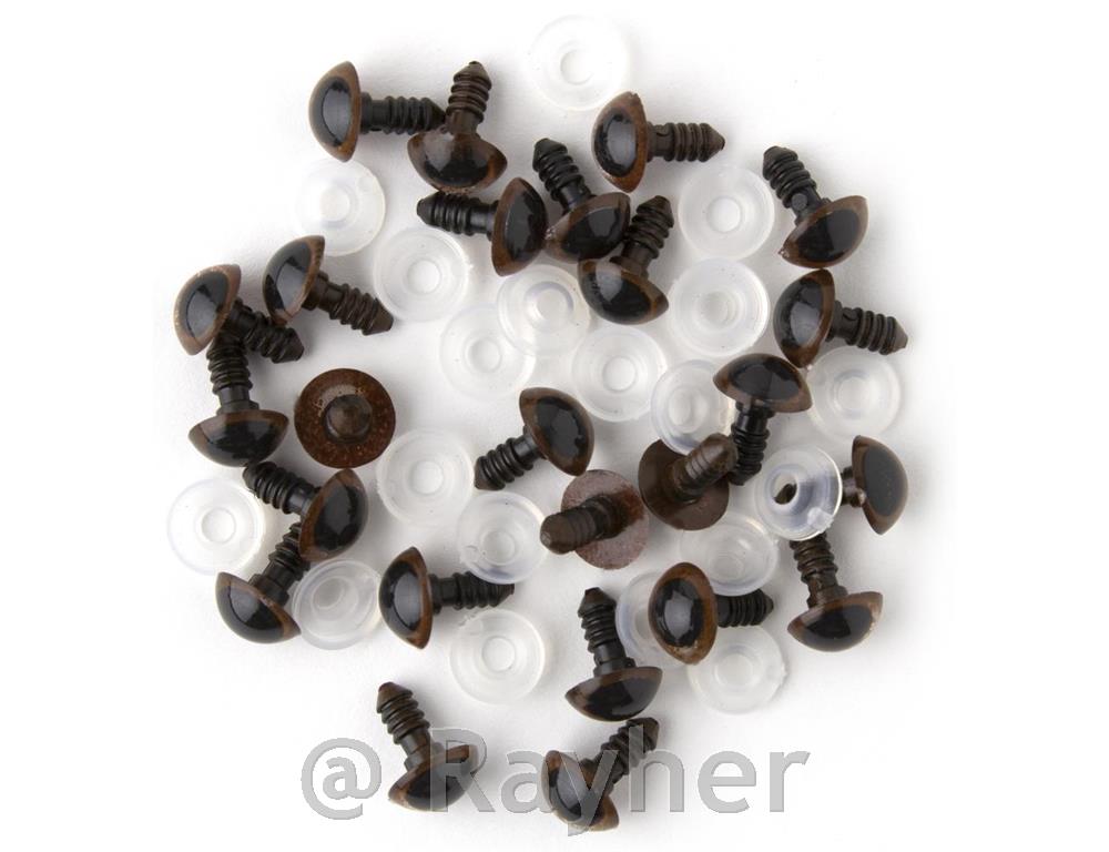 Occhi di plastica per animali 12 mm, 6pz