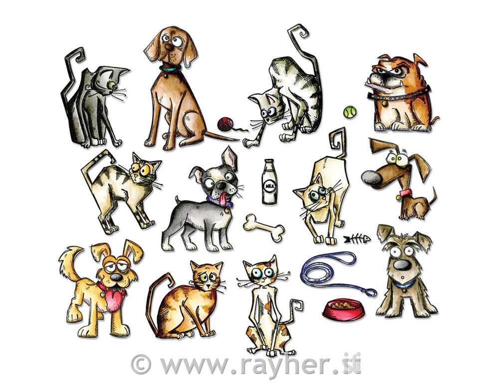 SIZZIX FRAMELITS,MINI CATS&DOGS, TIM HOLTZ, SET 45