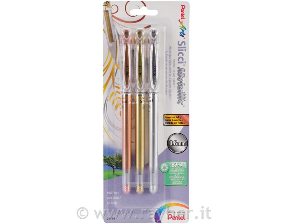 Penne Pentel 0,8 mm metall. set3