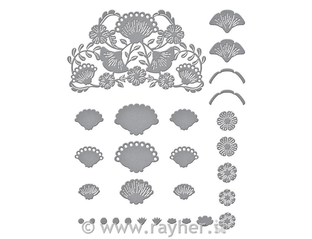 Šablone Spellbinders Four Petal, Bloom Reflection, set 17