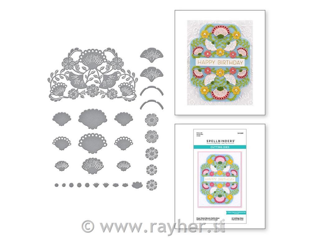 Šablone Spellbinders Four Petal, Bloom Reflection, set 17