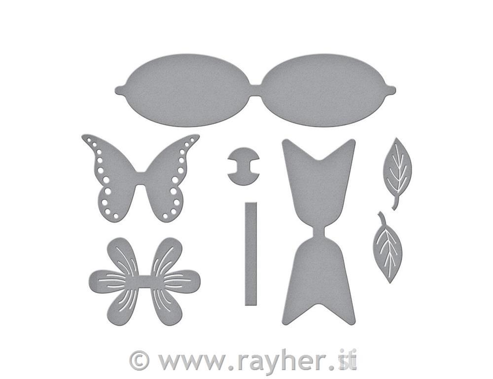 Šablone Spellbinders Flutter & Flower Bow, set 8