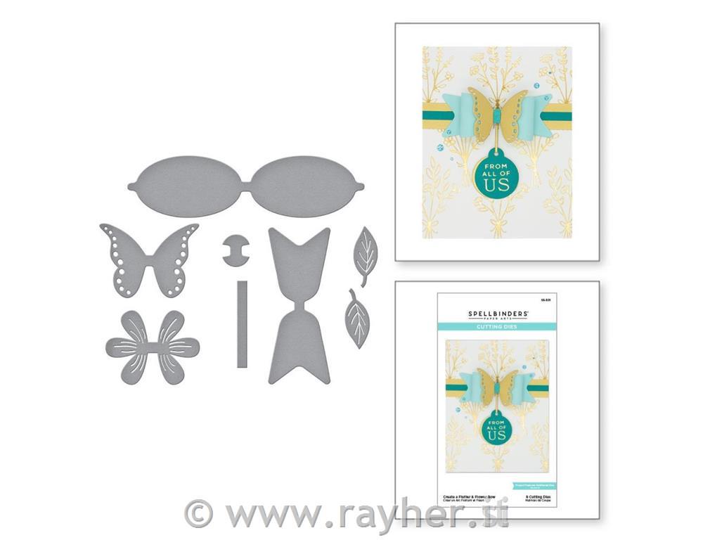 Šablone Spellbinders Flutter & Flower Bow, set 8