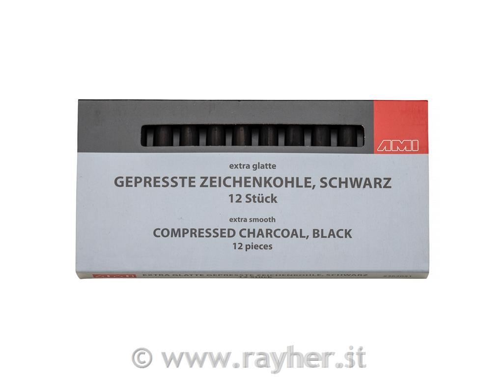 Charcoal pressed, set 12 black