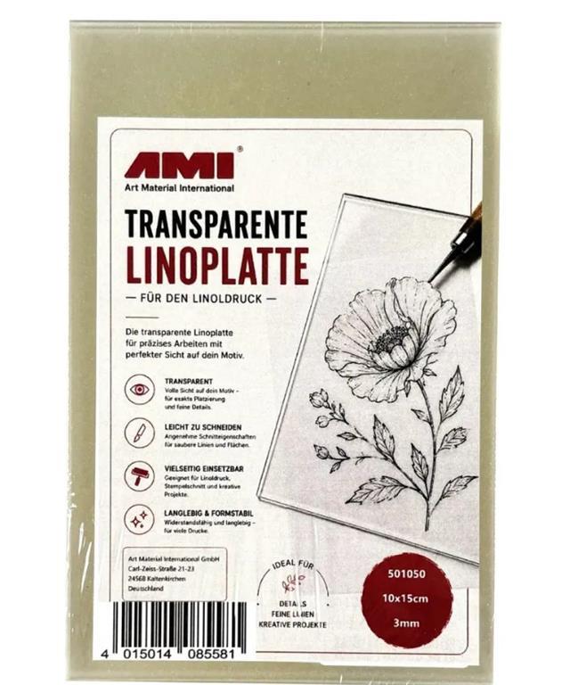 Linoleum, morbido 10x15 cm, transparent
