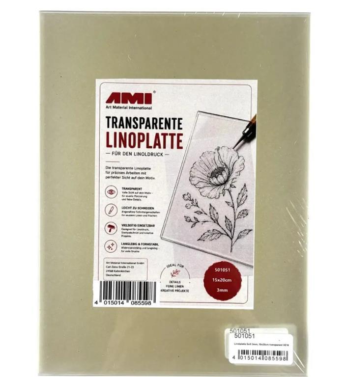 Linoleum, morbido 15x20 cm, transparent