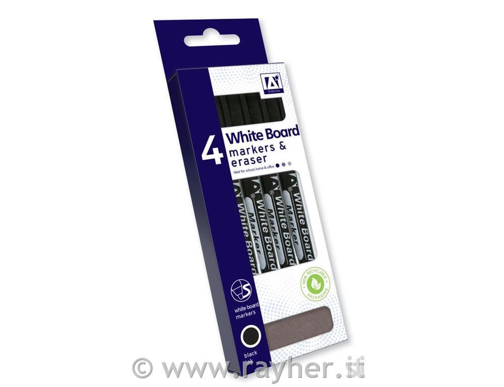 PENNARELLI E GOMME PER LAVAGNA, 4 PZ