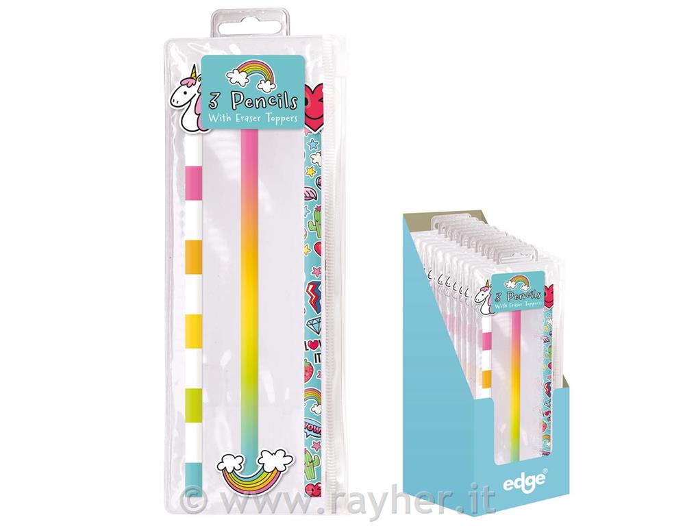 Svinčniki z radirko, samorog, set 3