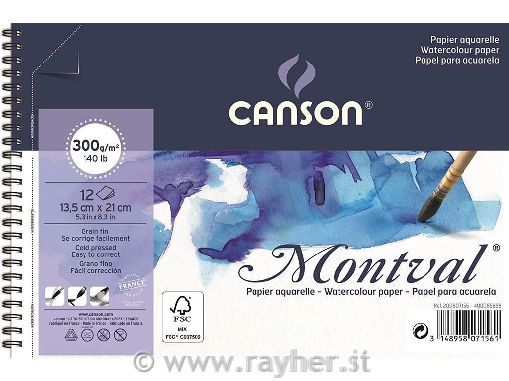 Blok akvarelni spirala Montval 13,5x21 cm 300 g , 12 listni; Cold Pressed