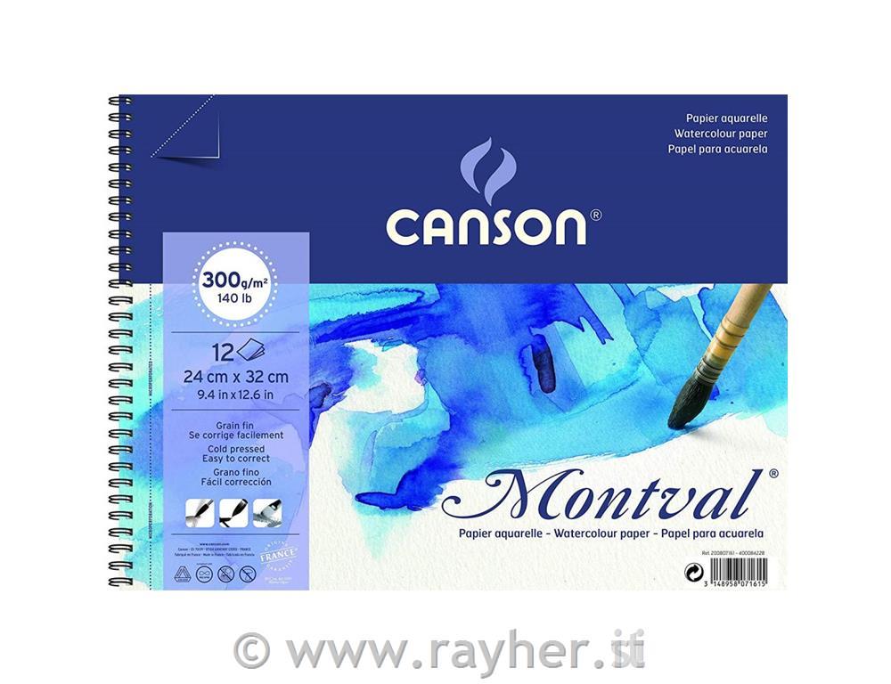 Blok akvarelni spirala Montval 24x32 cm 300 g, 12 listni; Cold Pressed