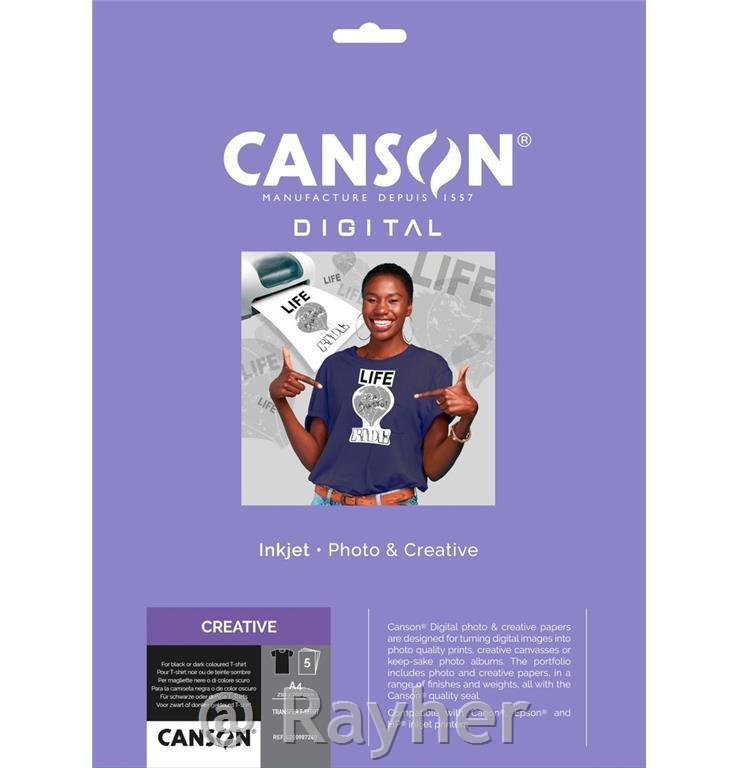 Canson Digital Transfer for dark coloured textiles, A4, 5 sheets