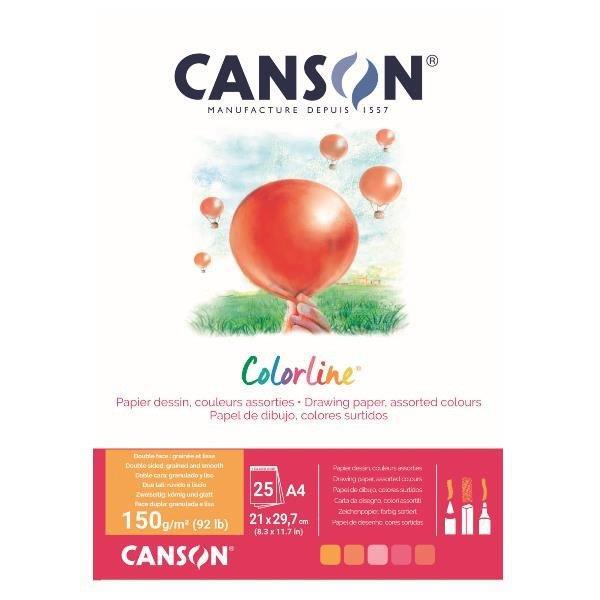 Papir Canson ColorLine A4 150 g sort. Ogenj, 25 listov
