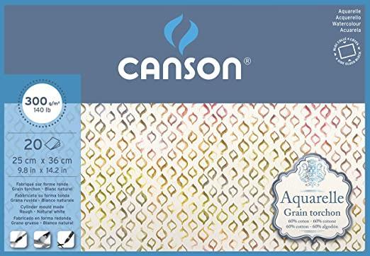 Blok akvarelni Aquarelle Canson 25x36 cm 300 g, 20 listni, Rough