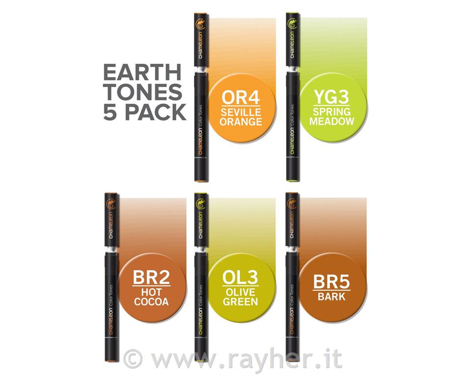 Flomastri Chameleon set 5,Zemeljski toni