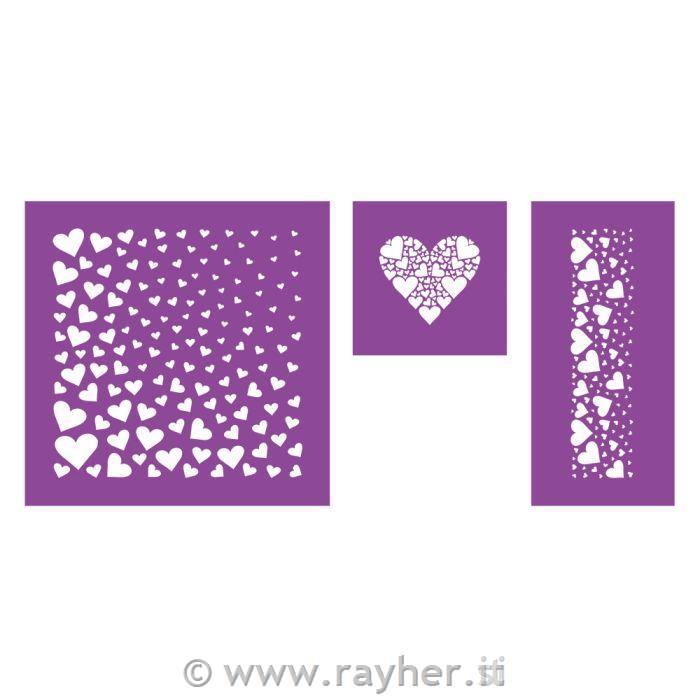 Set stencil Love Hearts