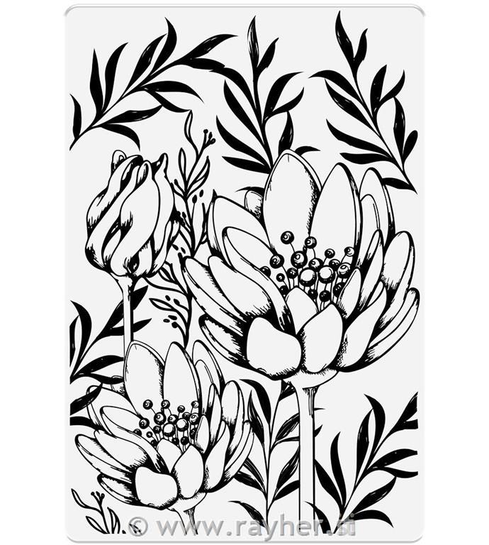 Resist Silhouette štampiljka - Flowers & Buds