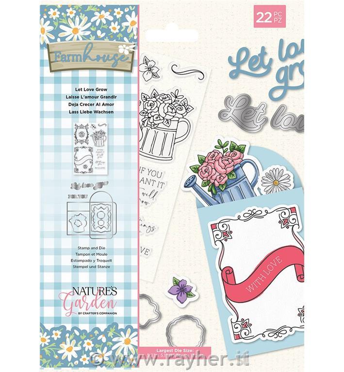 Rezalne šablone & Štampiljke Let Love Grow, set 22