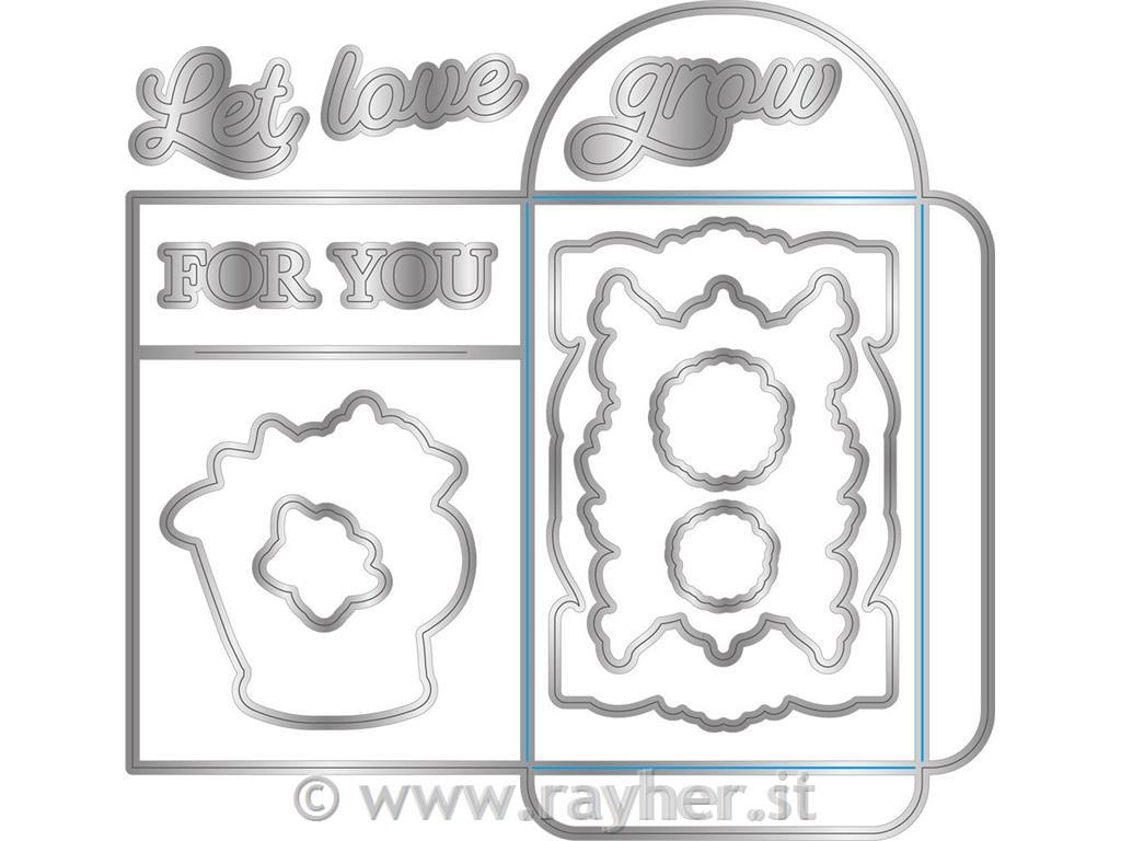 Rezalne šablone & Štampiljke Let Love Grow, set 22