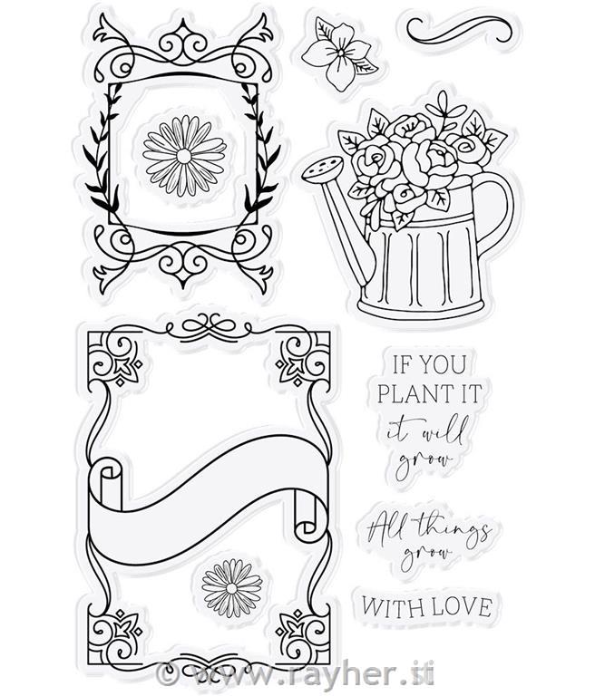 Rezalne šablone & Štampiljke Let Love Grow, set 22