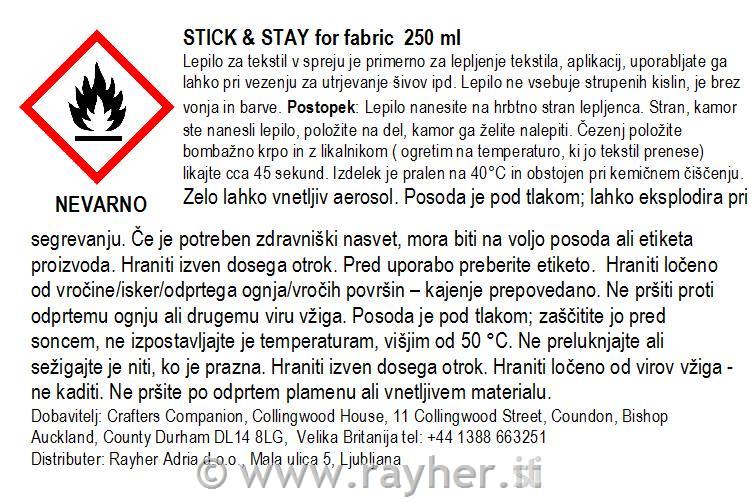 Stick and Stay Adhesive For Fabric