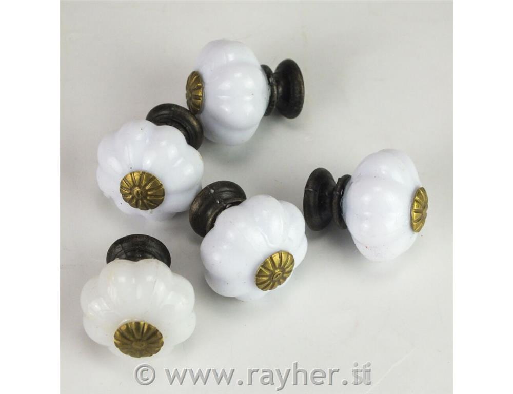 Ročaj za pohištvo bel, zlat, set 5