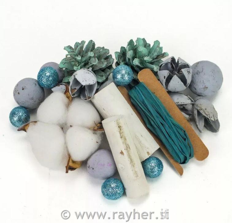 Paket za dekoracijo, zimski, turkizen