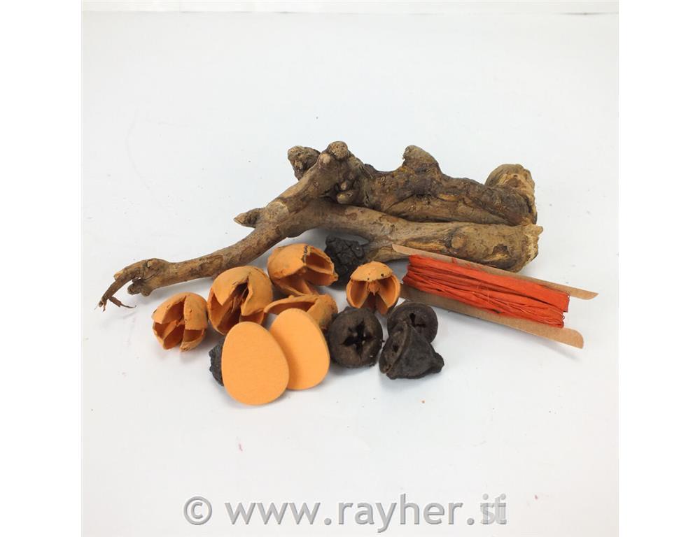 Dekoracija natur, oranžna s pirhi