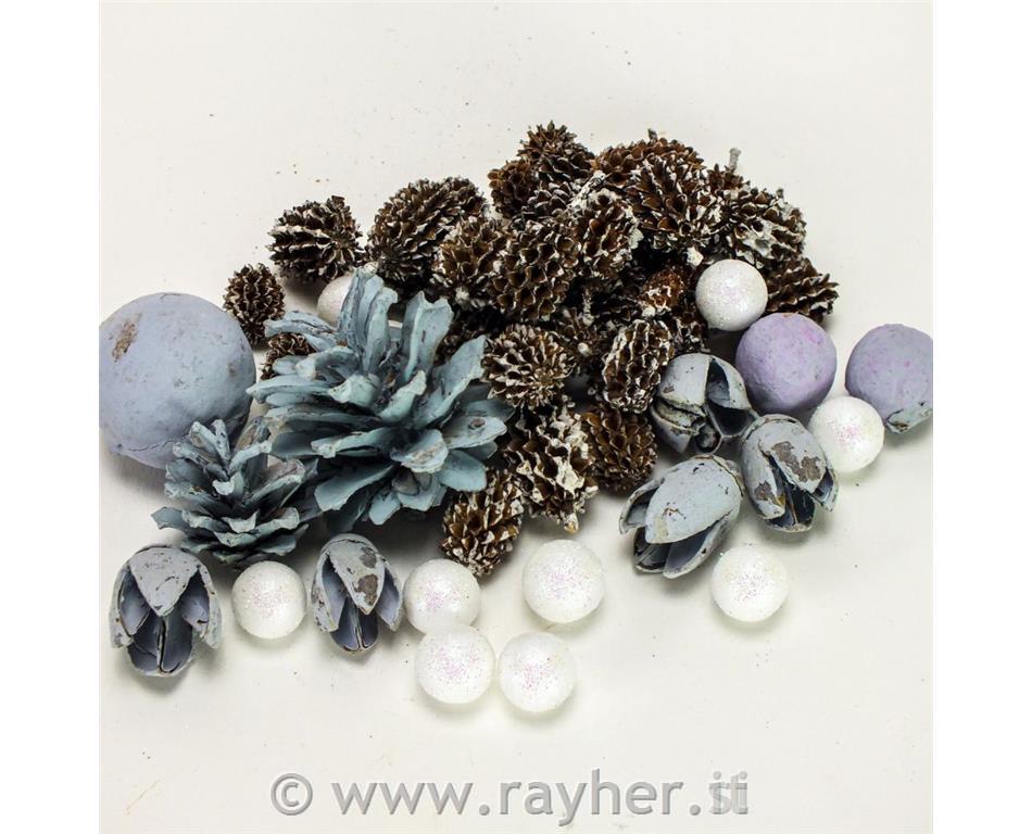 Božična dekoracija set, natur, modra