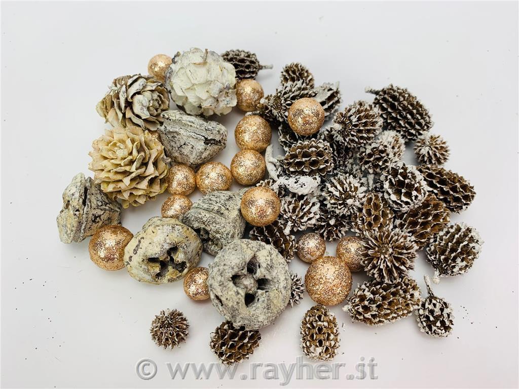 Decorazione natalizia, natur, oro, set