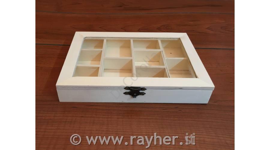 Lesena škatla z razdelki, 20,5x15x3cm