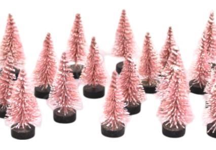 Smreka, zasnežena, roza, 4 cm, 1 kos