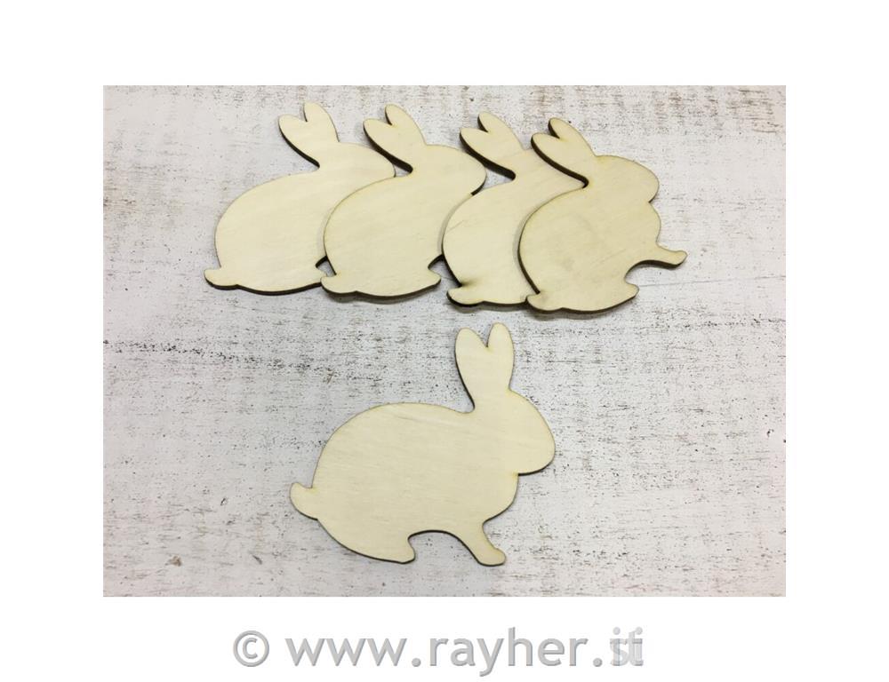 Ornamenti in legno, Coniglietti, 10 cm,