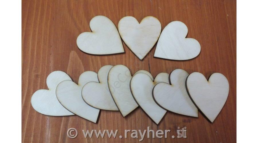 Ciondolo cuore legno, 5cm, set 10naturale