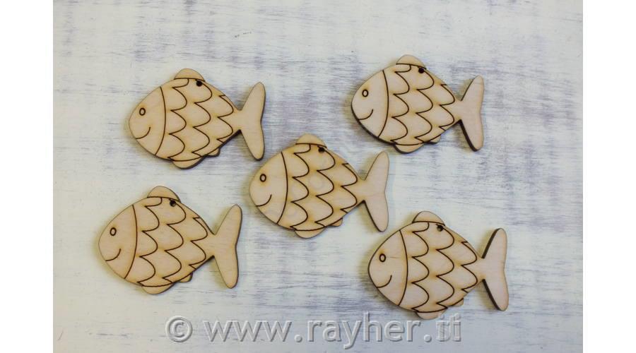 Decorazione legno, Pesci, set 55 cm