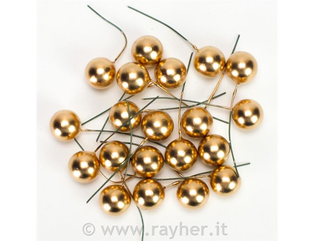 Palline sul filo, oro, 2cm, set 20