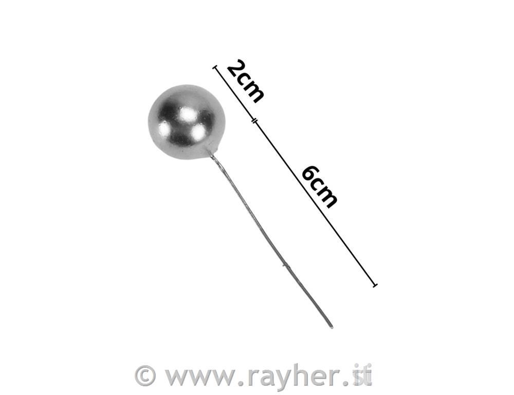 Palline sul filo, argento, 2cm, set 20