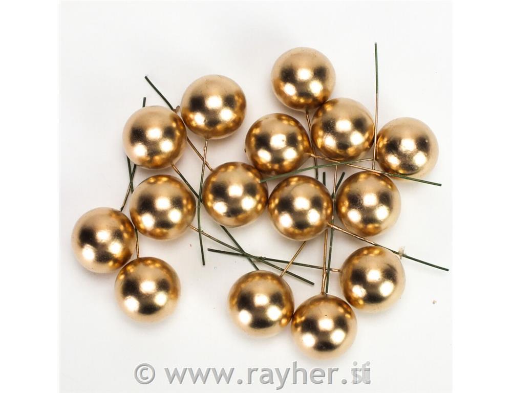 Palline sul filo, oro, 3cm, set 15