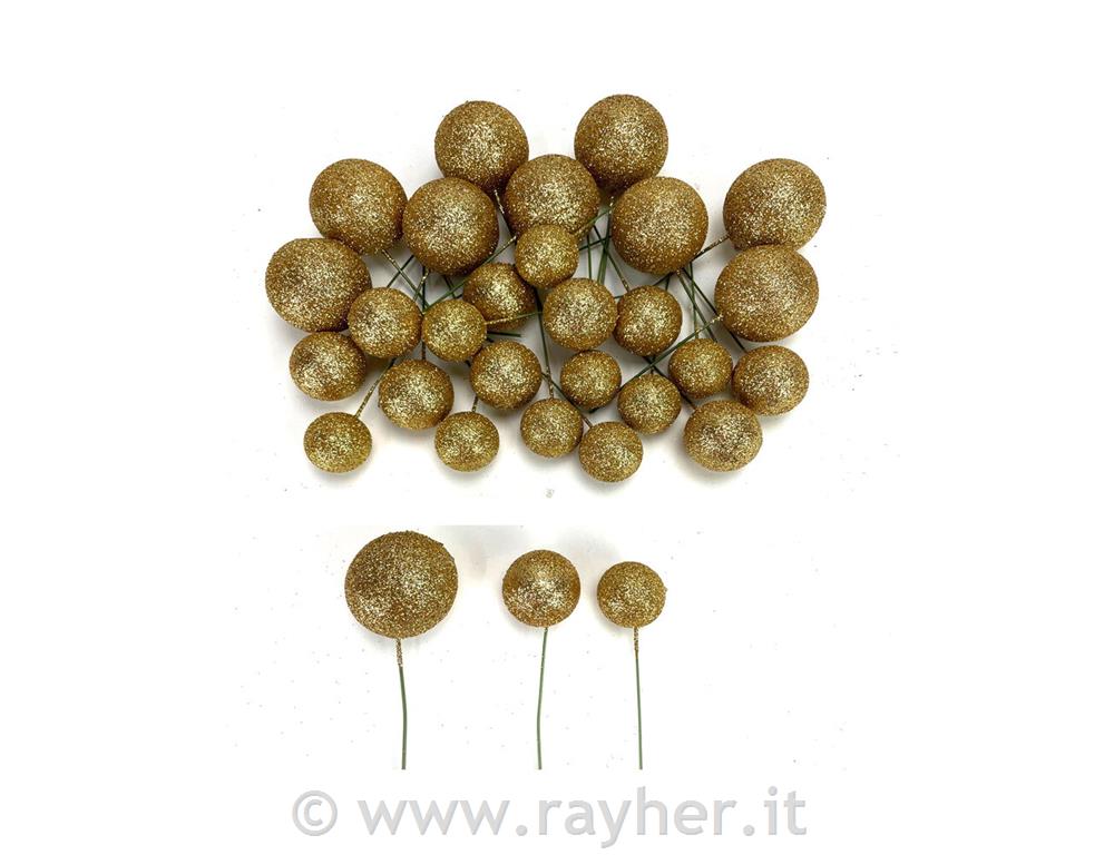 Palline sul filo, oro, set 30