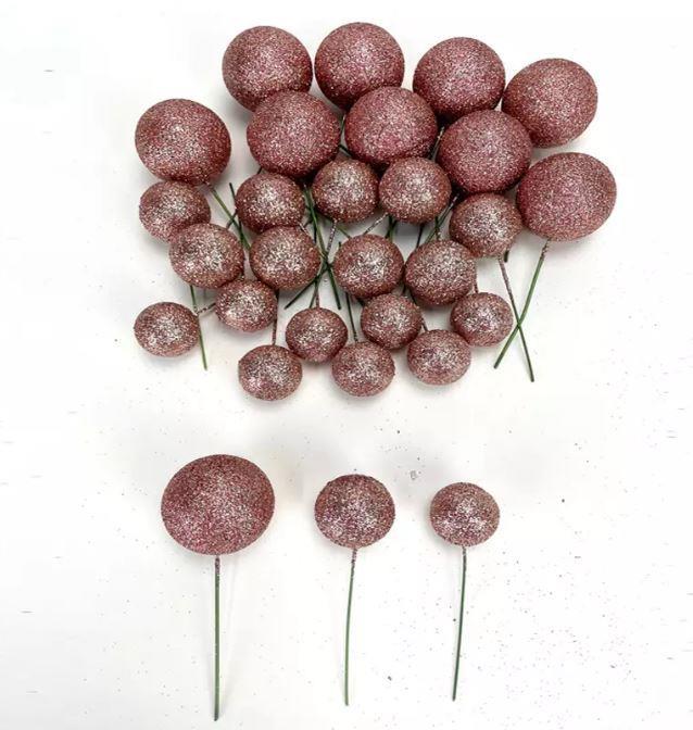 Palline sul filo, rose oro, set 30