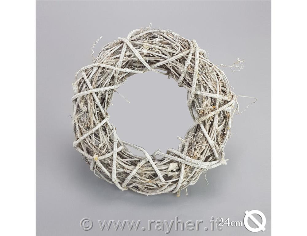 Venec pleten, beljen, 24cm